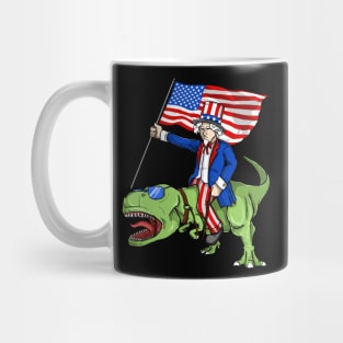 MERICA! Badass Uncle Sam riding T-Rex - 4th of July Mug